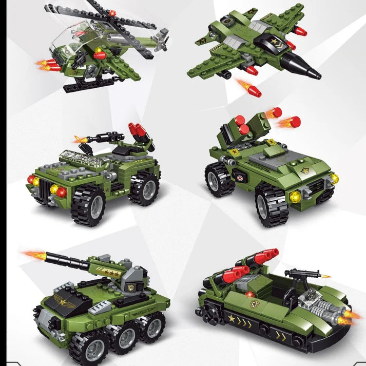 Military 6in1 Tank & Armored Vehicles Building Blocks Set for Boys |791PCS - Evergreen Toy Store