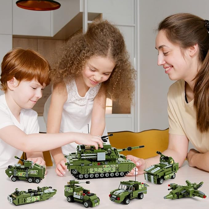Military 6in1 Tank & Armored Vehicles Building Blocks Set for Boys |791PCS - Evergreen Toy Store