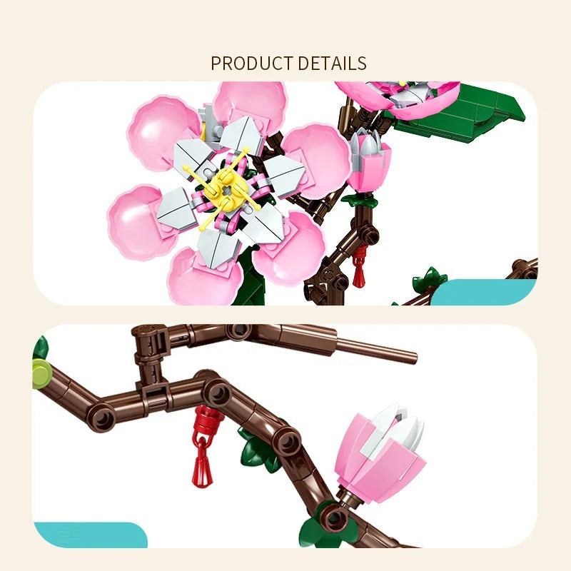 Flower Building Blocks Peach Blossom Plant Home Decoration Children's Toy Gift - Evergreen Toy Store