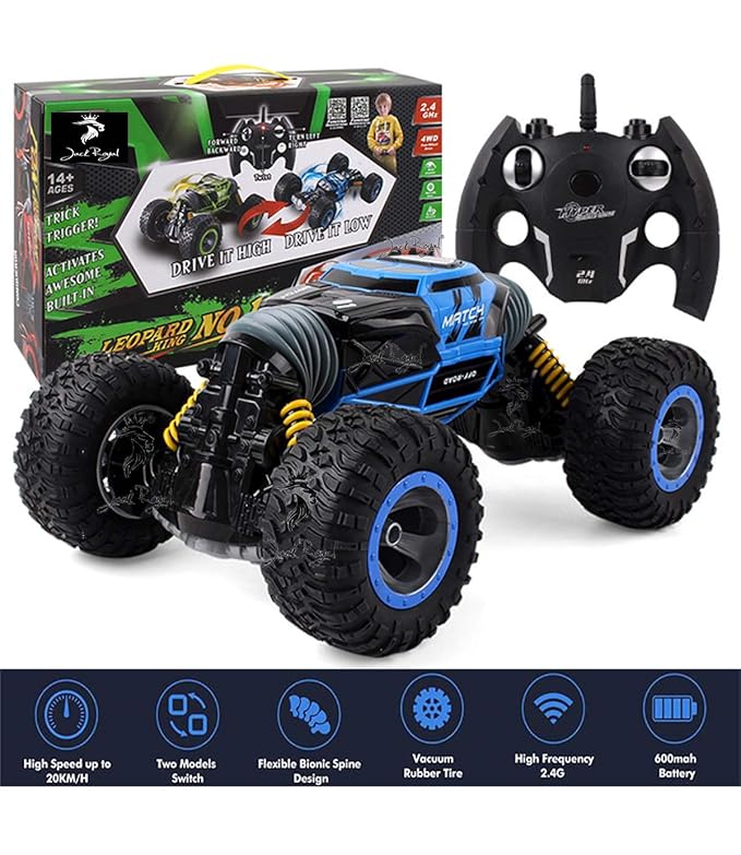 One Click Deformation 4-WD Leopard King Remote Control Car(Blue) - Evergreen Toy Store