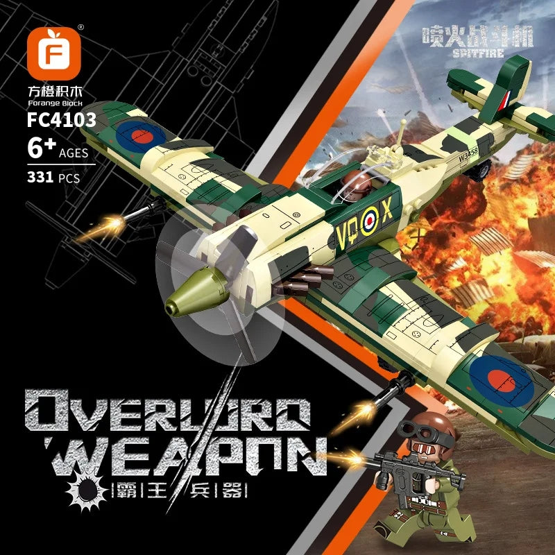 Fighter Plane Spitfire Building Blocks Kit - Evergreen Toy Store