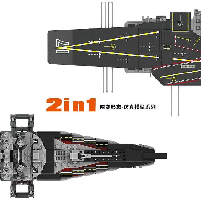Navy Aircraft Carrier Ship 2 in 1 Model Building Blocks - Evergreen Toy Store
