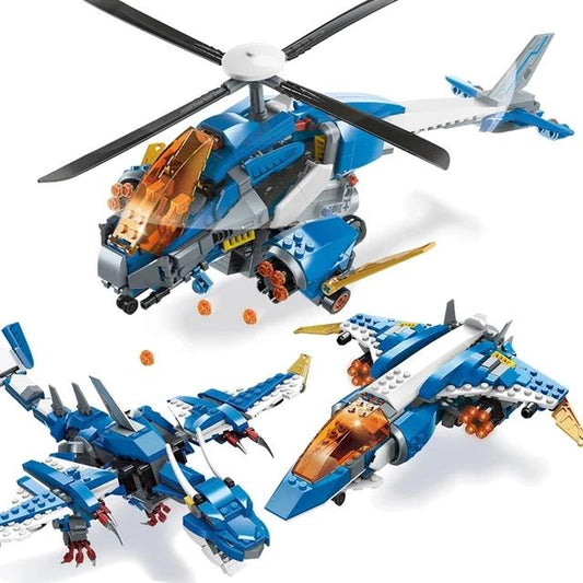 Qman Helicopter 3in1 Building Blocks Set - Evergreen Toy Store