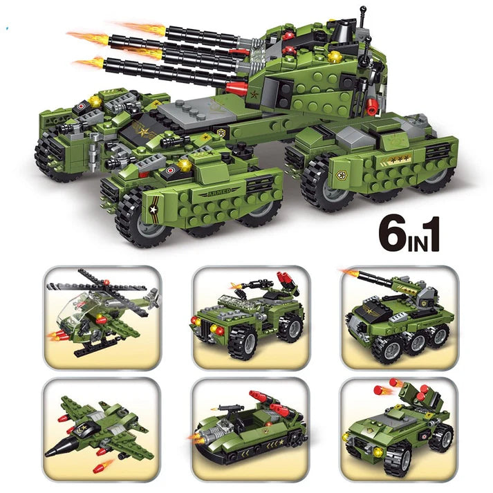 Military 6in1 Tank & Armored Vehicles Building Blocks Set for Boys |791PCS - Evergreen Toy Store