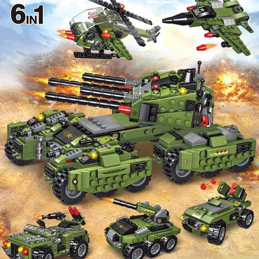 Military 6in1 Tank & Armored Vehicles Building Blocks Set for Boys |791PCS - Evergreen Toy Store