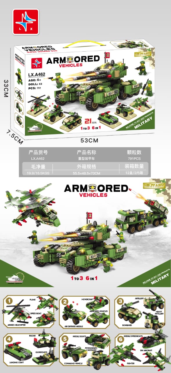 Military 6in1 Tank & Armored Vehicles Building Blocks Set for Boys |791PCS - Evergreen Toy Store