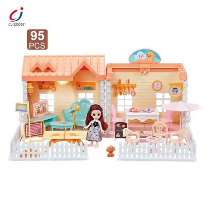Doll House DIY Assembly Princess Villa Toy with 95PCS - Evergreen Toy Store