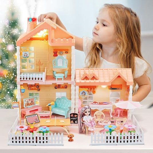 Doll House DIY Assembly Princess Villa Toy with 95PCS - Evergreen Toy Store