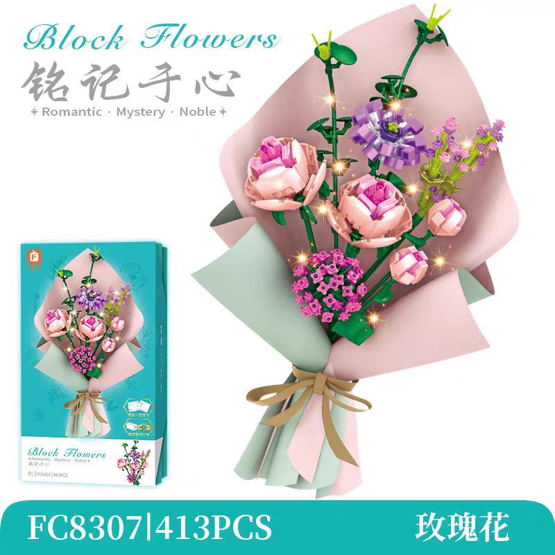 Girls Building Toys Bricks Flower Puzzle with Lighting and Greeting card - Evergreen Toy Store