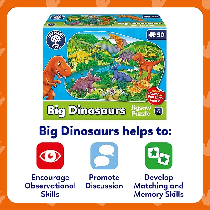 50 Pieces Big Dinosaurs Jigsaw Puzzle - Evergreen Toy Store