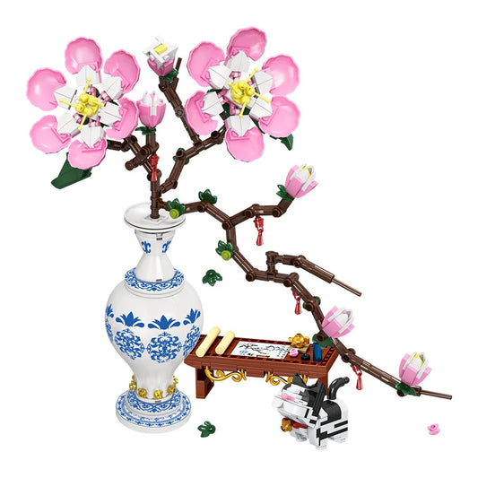 Flower Building Blocks Peach Blossom Plant Home Decoration Children's Toy Gift - Evergreen Toy Store