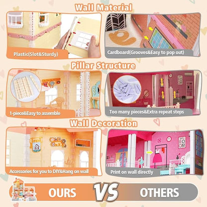 Doll House DIY Assembly Princess Villa Toy with 95PCS - Evergreen Toy Store