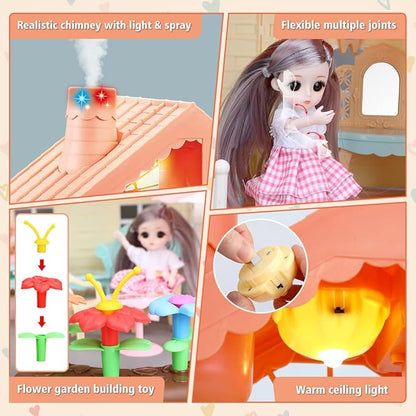 Doll House DIY Assembly Princess Villa Toy with 95PCS - Evergreen Toy Store
