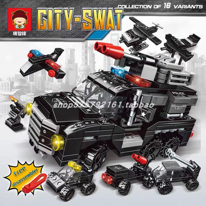 Swat Police 16in1 Police Command Truck Building Blocks - Evergreen Toy Store