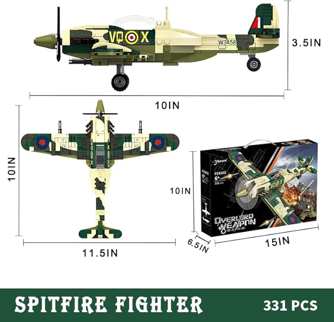 Fighter Plane Spitfire Building Blocks Kit - Evergreen Toy Store