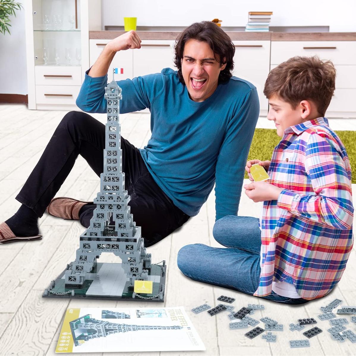 Eiffel Tower Building Block Toys Paris Architecture 3D Model Set for Adult and Kids(1820 Pcs) - Evergreen Toy Store