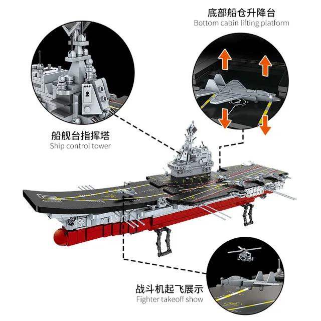 Navy Aircraft Carrier Ship 2 in 1 Model Building Blocks - Evergreen Toy Store