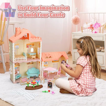 Doll House DIY Assembly Princess Villa Toy with 95PCS - Evergreen Toy Store